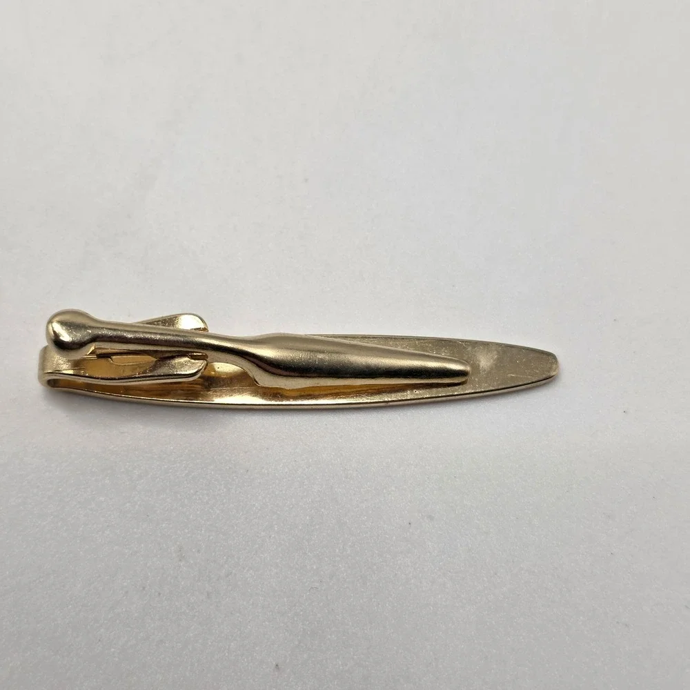 Tie Clip Mens Gold Brushed Texture MCM‎ Formal Wedding Suit Accessory